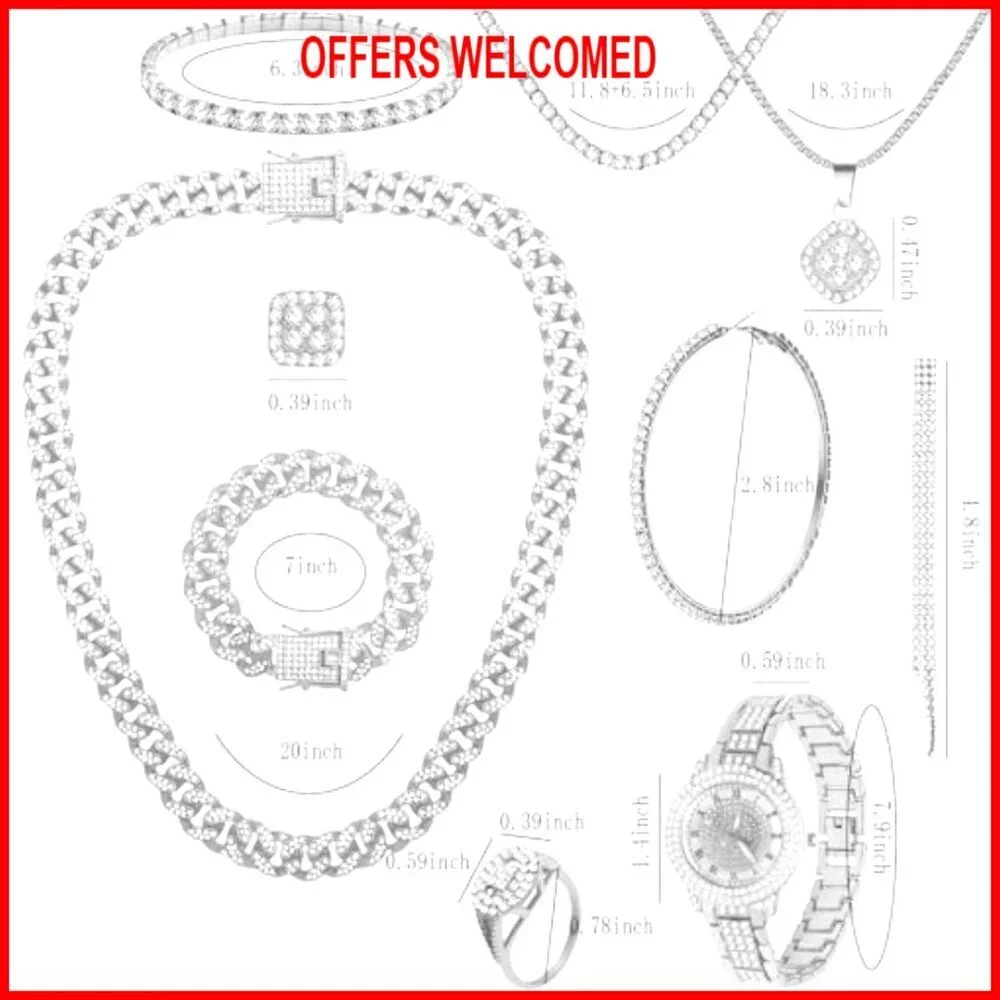 Stainless Steel Cubic Zirconia Jewelry Set with Necklaces Bracelets Earrings - Picture 2 of 7